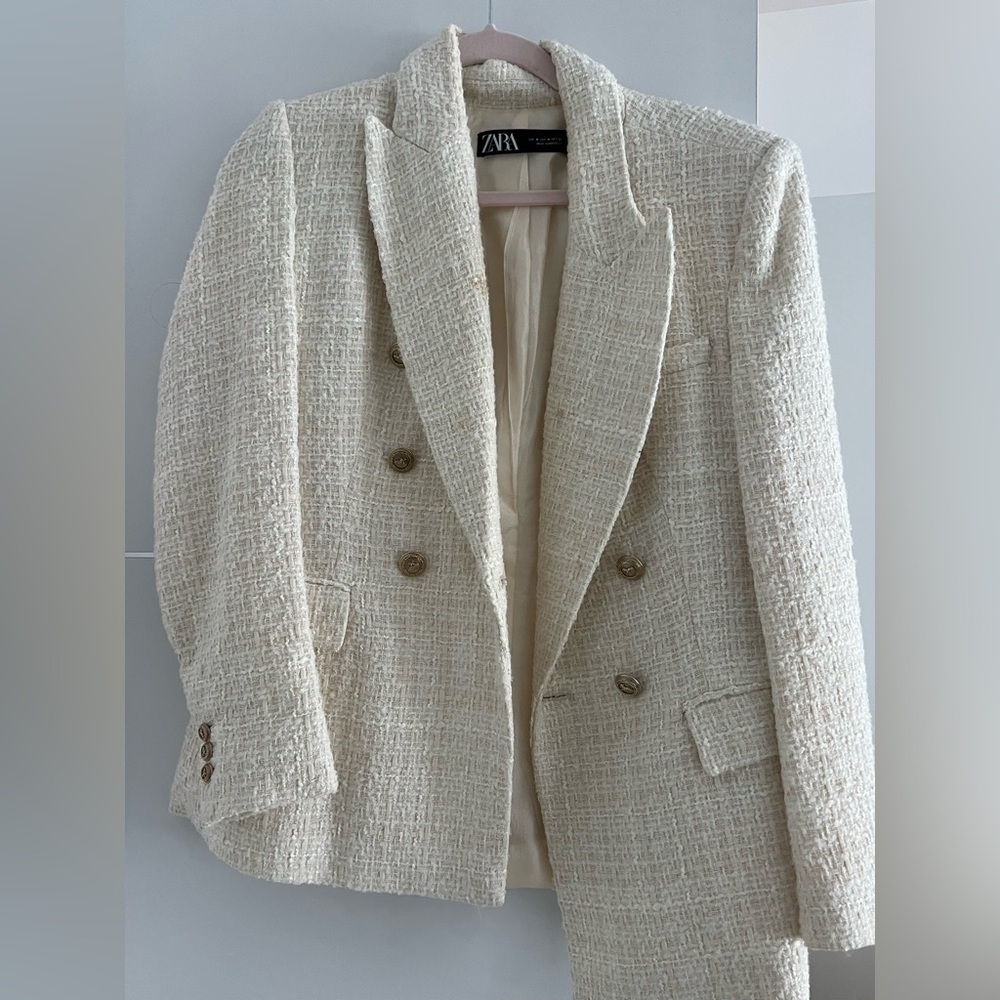 Zara Textured Cream Blazer